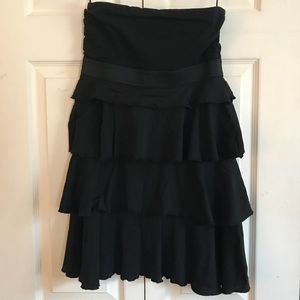 EXPRESS Tiered Strapless Dress - Black, Size Small